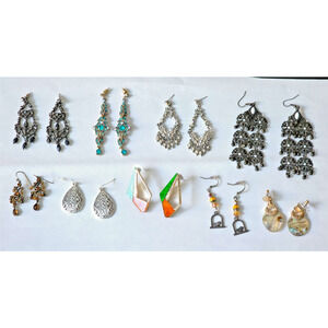 FASHION JEWELRY-DANGLY EARRINGS-Various Designs-Pierced Ears-LOT OF 9 SETS